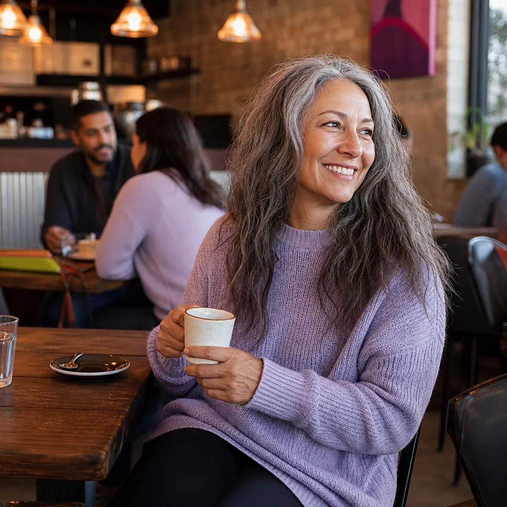Single woman with a coffee near Aberdeen city centre
