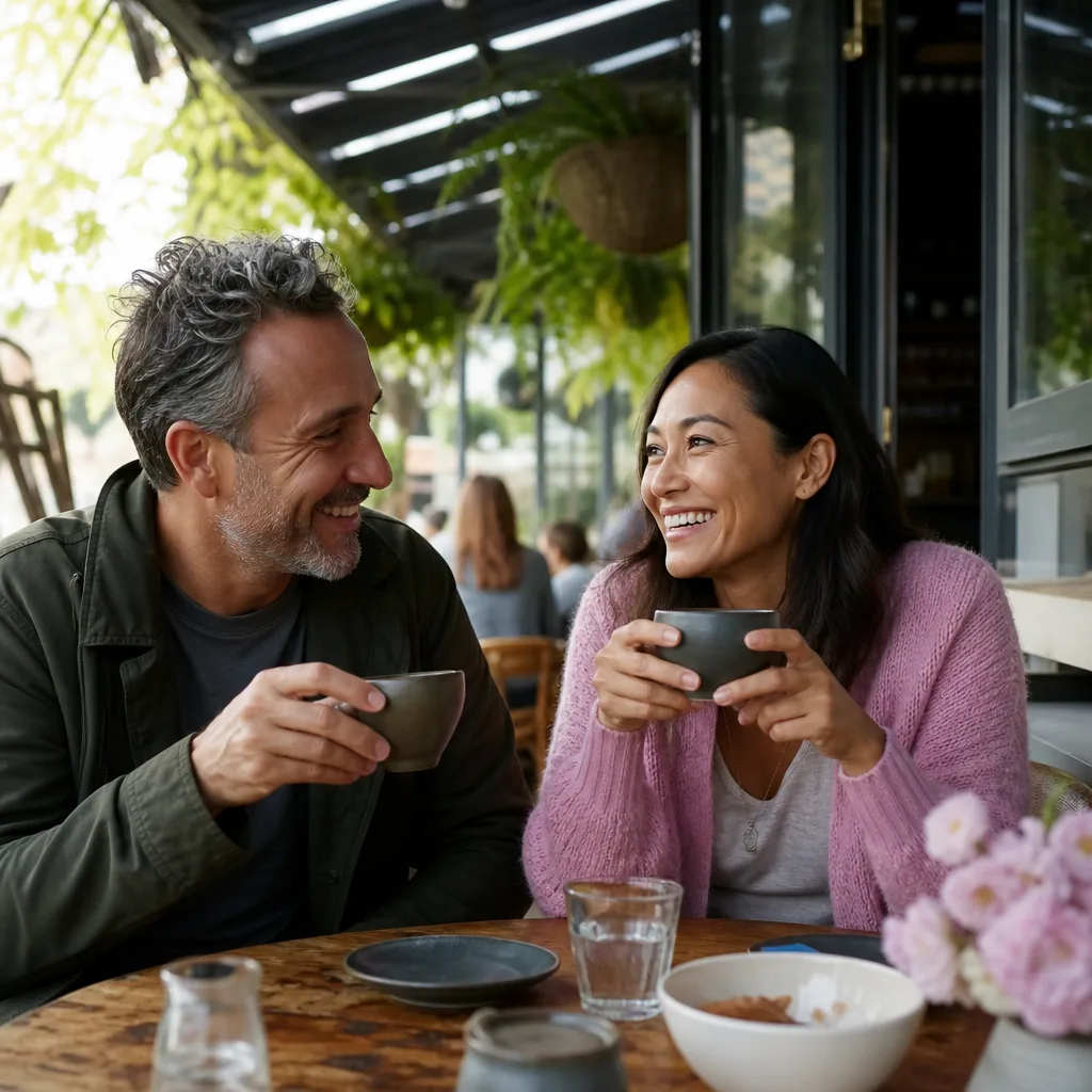 Coffee cups on a table during a daytime first date